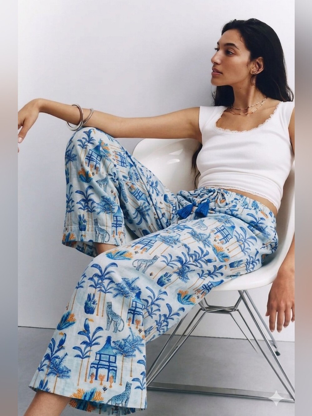 Nimbu Wide Chita Blue Pajama Pants